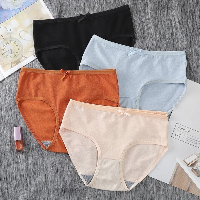 B425 SF CD Celana Dalam Wanita Polos Motif Pita Kecil Lembut Halus Tali Karet Elastis Nyaman Anti Ba