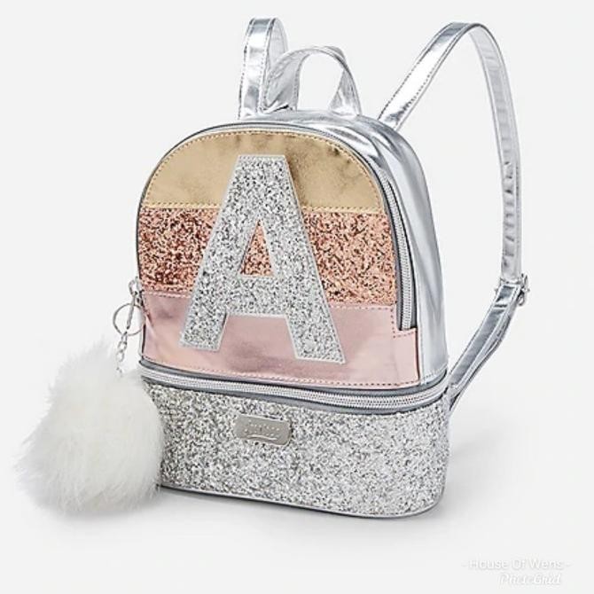 New Justice Glitter Stripe Initial Mini Backpack - Tas Anak Justice Original