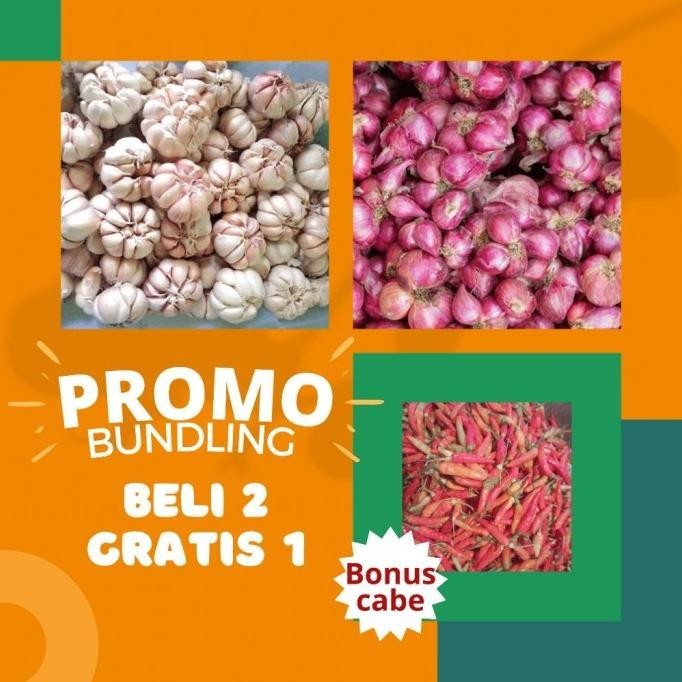 

BERKUALITAS Bawang Merah Besar Sedang 1/2 Kg Bawang Putih Sinco 1/2 Kg Bonus Cabe MURAH