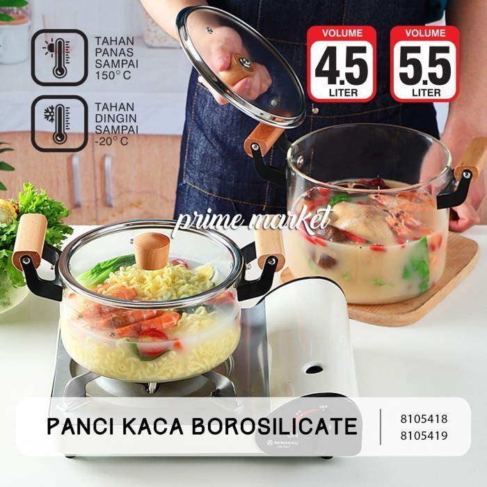 Panci Masak Stewing Soup Pot Borosilicate Glass Panci Kaca