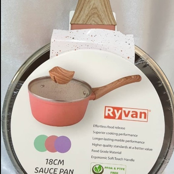 Panci Susu Marble Tutup Kaca Sauce Pan Viera Ryvan 18 Cm Tms 99-910