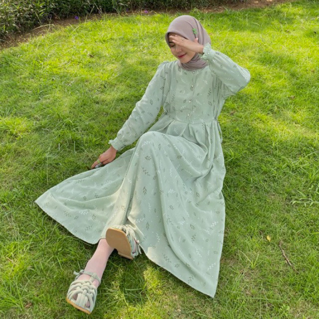 KI2 Aruna Dress By Lovea - Korean Dress Lebaran - Dress Motif - Dress Vintage - Dress Muslim - Flowy