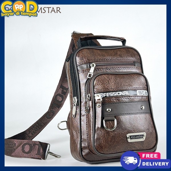 Buffback Pria Keren Tas Selempang Kulit Asli Punggung Distro Original Kecil Tas Selempang Kulit Usb 