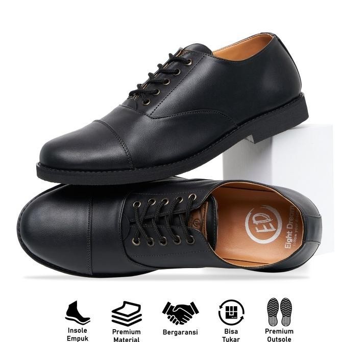 OXFORD FULL BLACK | EIGHT DREAM | Sepatu Pantofel Pria
