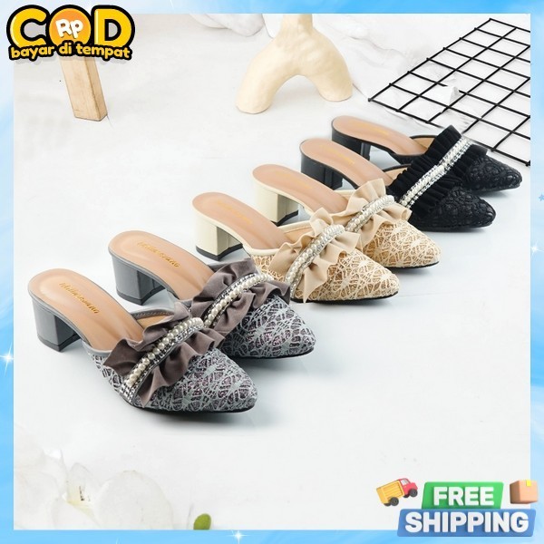 Spatu Pantofel Kerja Tertutup Sandal Wanita Heels Hak Tinggi Remaja Haihil Kekinian Import Sendal Ha