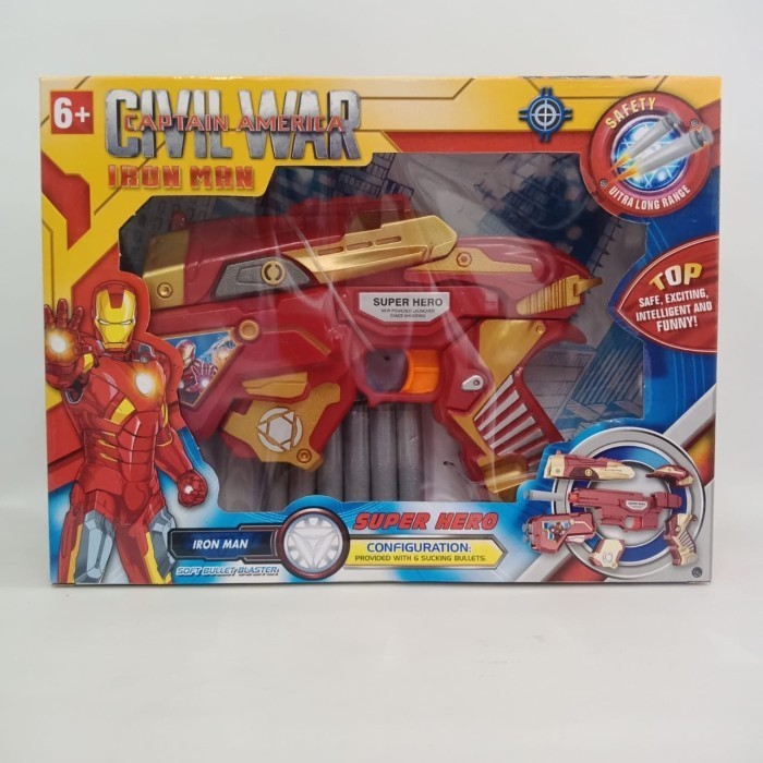 Mainan Anak Pistol Nerf Karakter Ironman