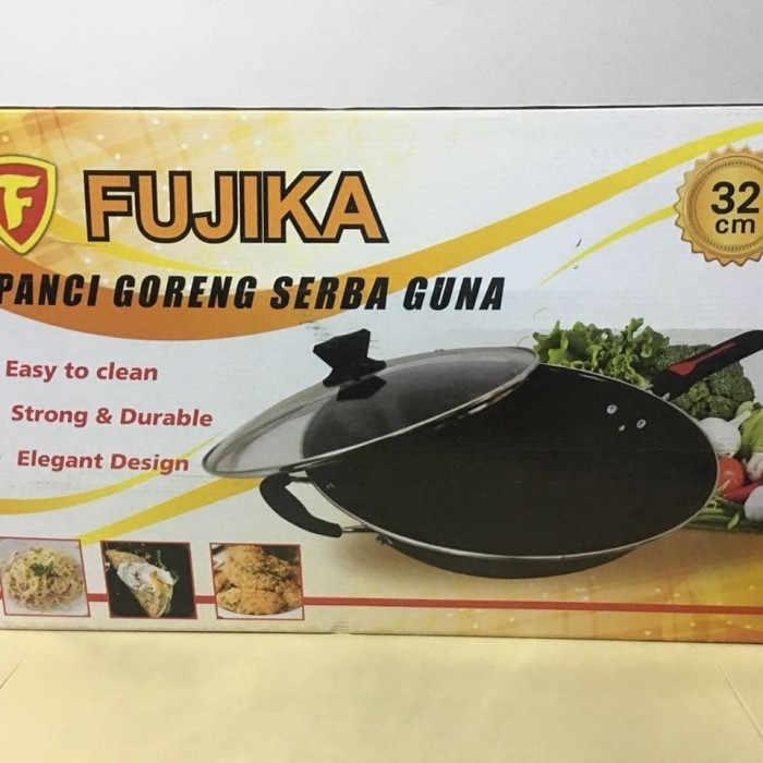 Wajan Penggorengan Fujika / Stirwok Fujika 32Cm + Tutup Kaca