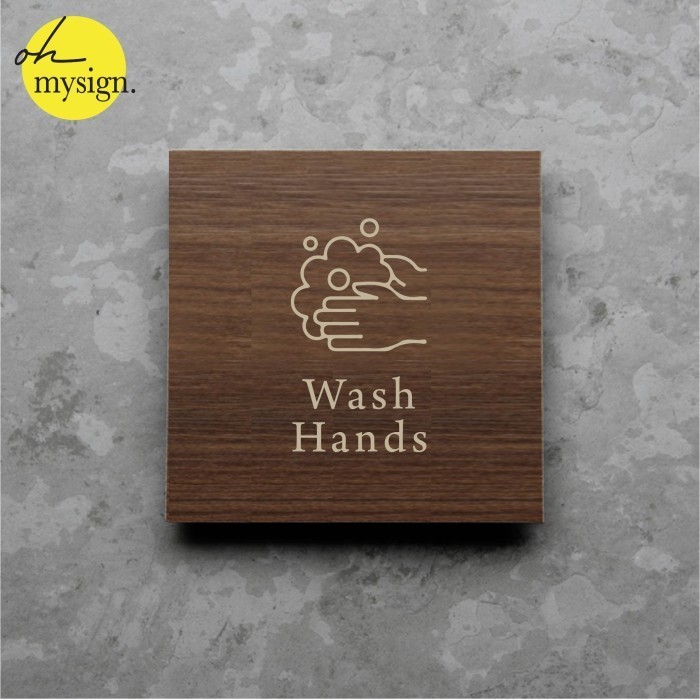 

Wash Hands Sign Board Kayu Print Signage Label Nama Ruang