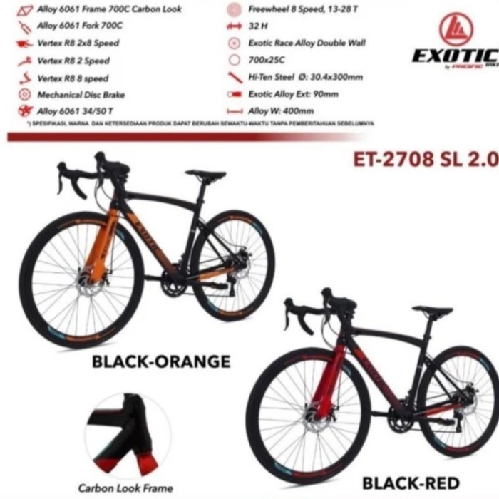Sepeda Balap 700c roadbike Exotic ET 2708 SL 2.0 Alloy By Pacific