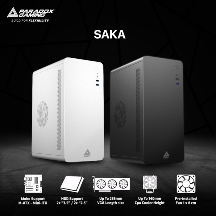 Pc Case Paradox Gaming Saka Include Psu 200Watt M-Atx