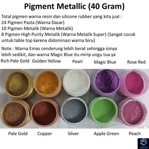 Metallic Powder - 1 Kg - Bubuk Metallik - Pigmen Resin - Pigmen Silicone Rubber - Bubuk Cat - Cat