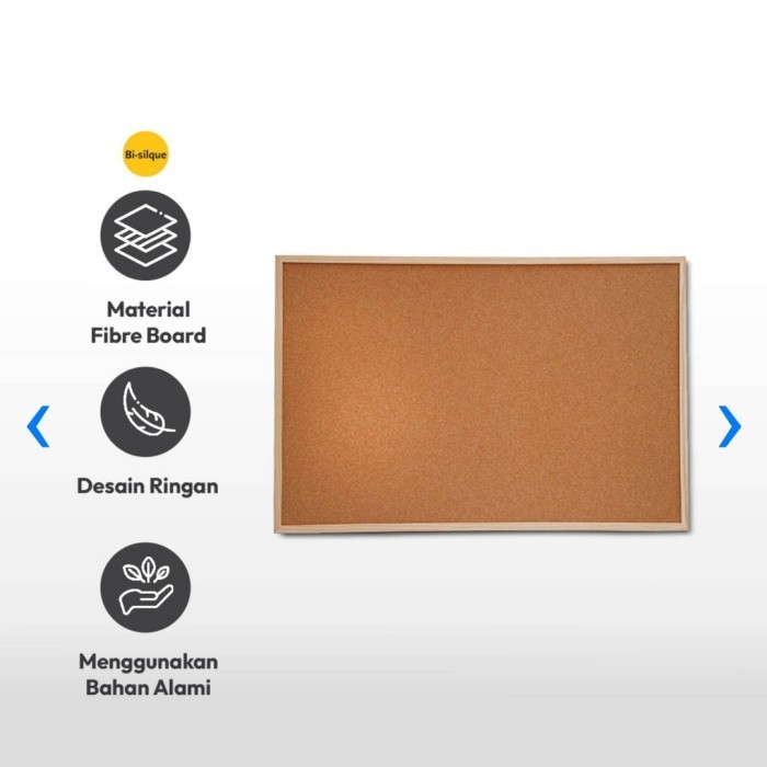 Papan Mading Kayu Bi Silque Cork Board 90X60