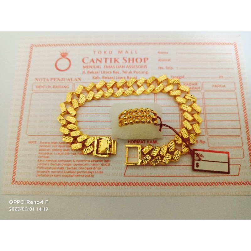 set gelang dan cincin  tangan emas24k Medan terlaris