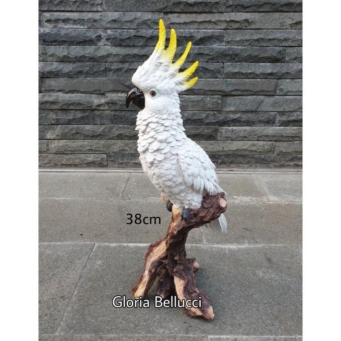 Patung Pajangan Burung Kakak Tua Putih / Kakatua Bird Kazamora