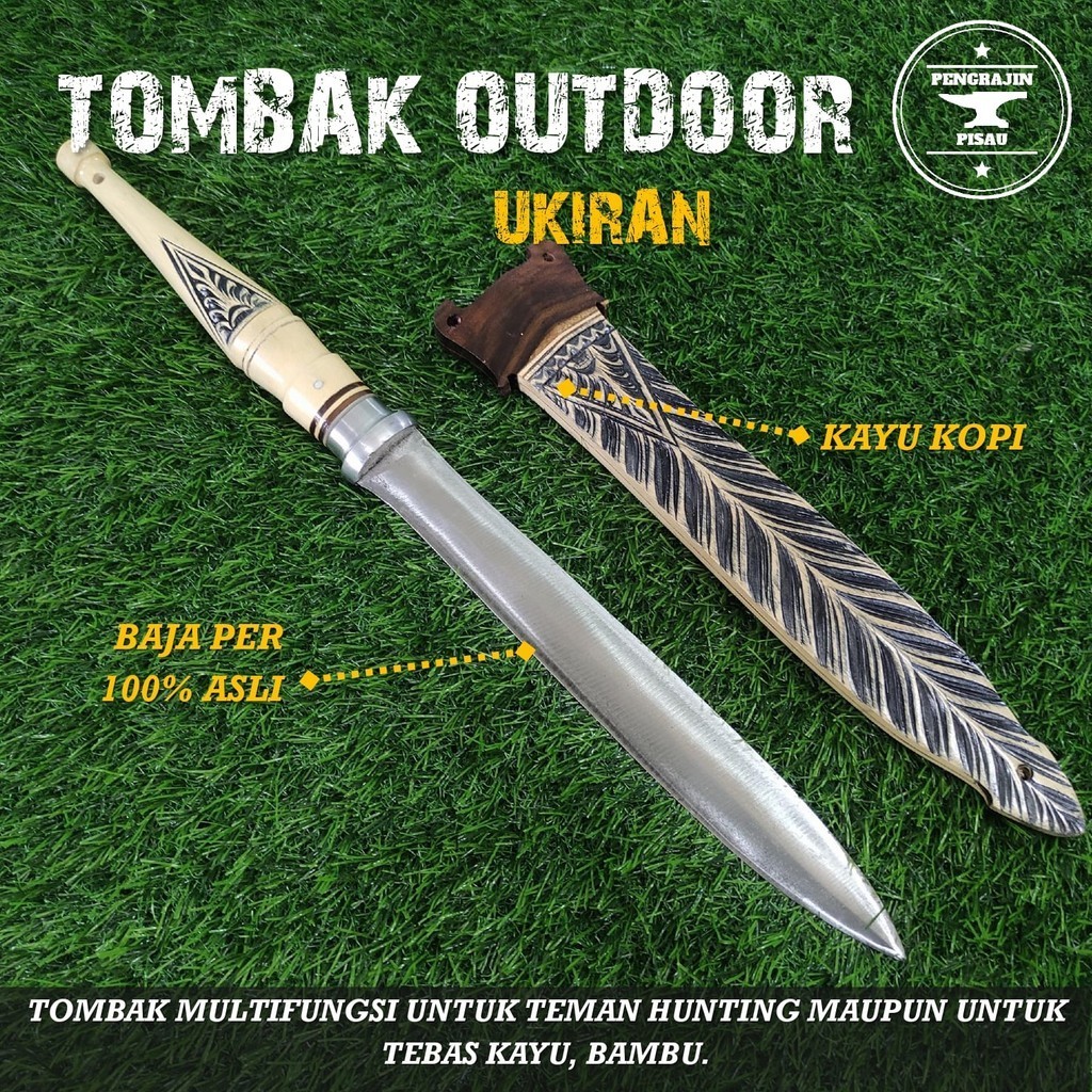 Pisau Outdoor Kayu Kopi Ukiran Baja Per