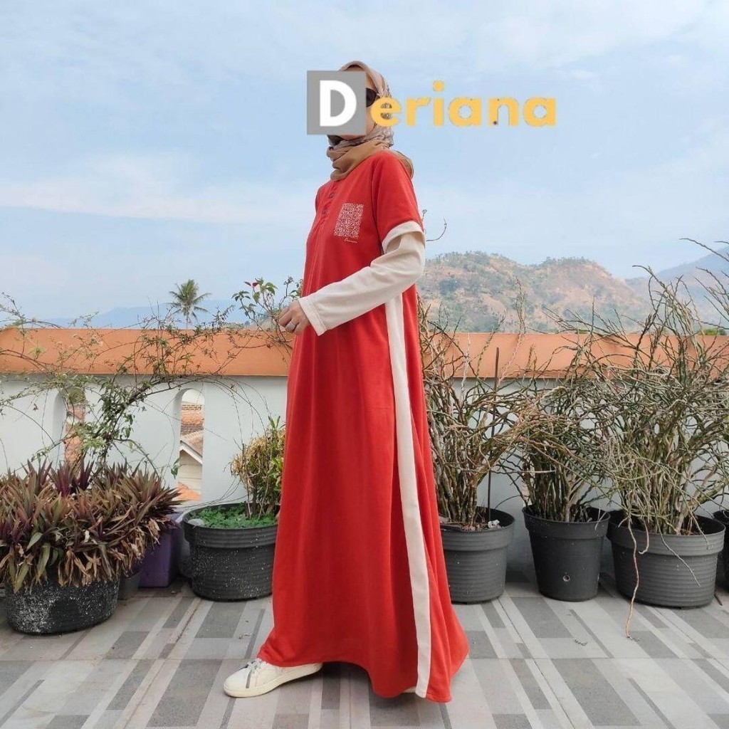 Deriana Project Syahira Dress Gamis Abaya Wanita Polos Premium Terracotta Kekinian Pesta Lebaran