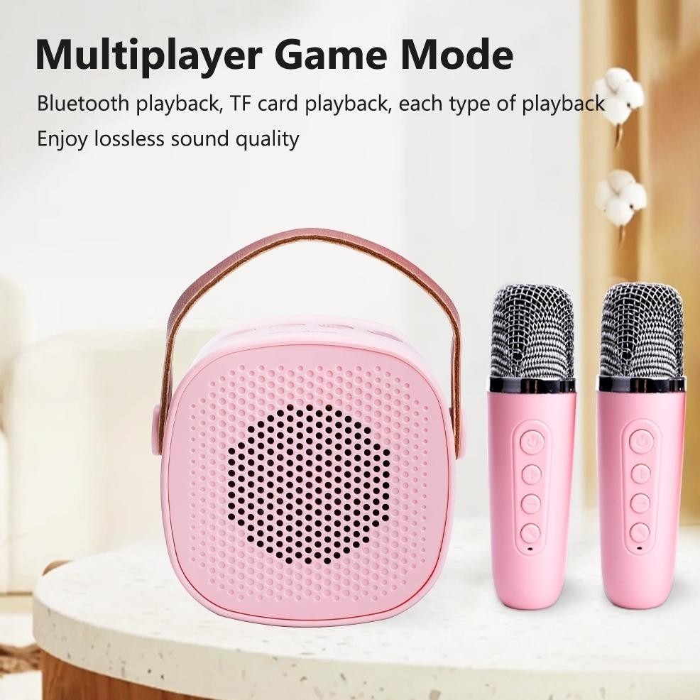 CR - Mini Speaker Bluetooth 2 Mic 1 Set Karaoke Speaker Bluetooth Full Bass Portable Wireless Karaok
