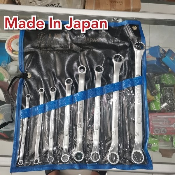 best produk] IWT JAPAN Kunci ring ring set 8 pcs 6-24 mm kunci double ring