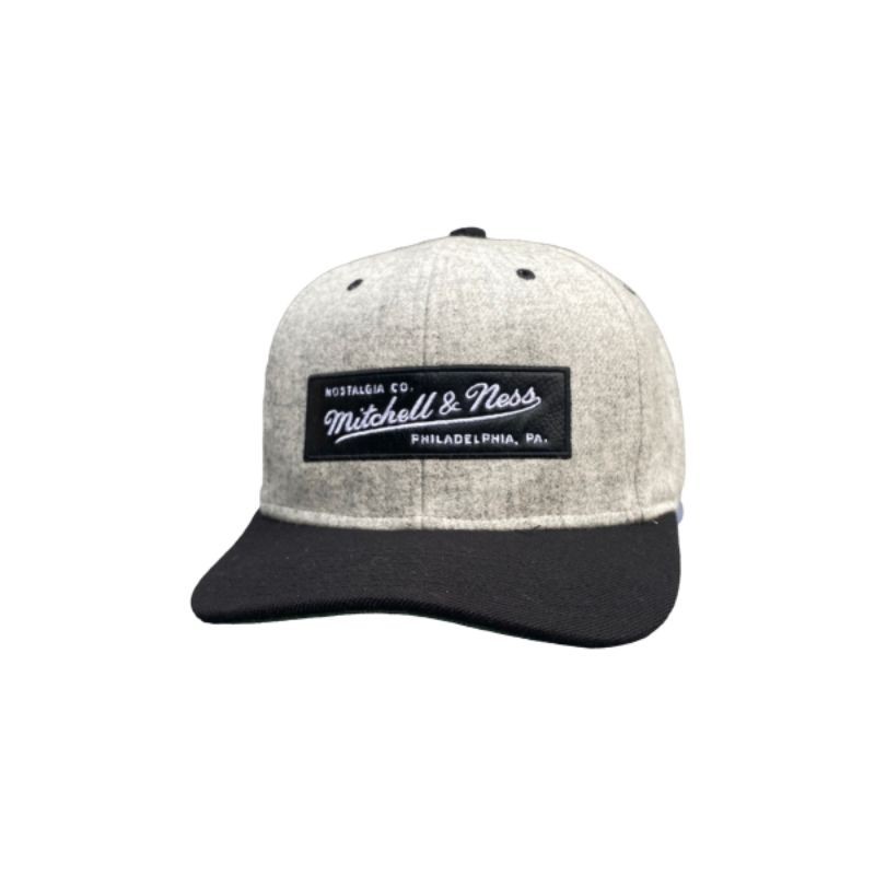 Topi Snapback Mitchell and Ness Logo Box Grey Black OSFA Second Original Murah