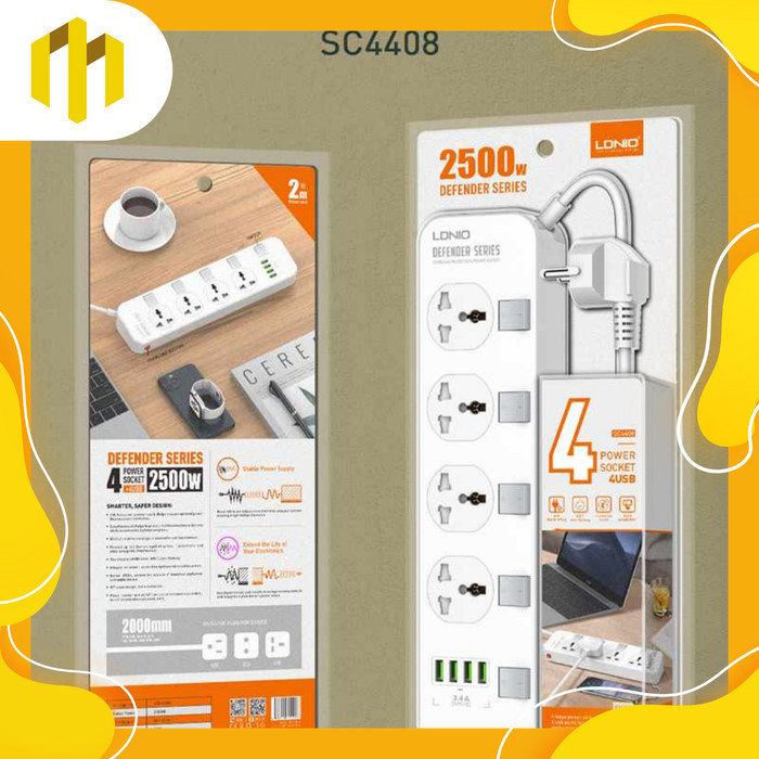 Ldnio Sc4408 Stop Kontak Colokan Listrik Universal & Usb Fast Charger