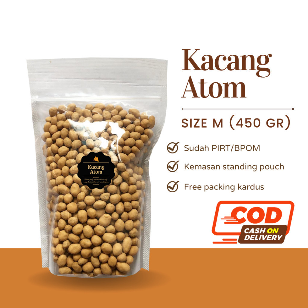 

[DELISH SNACKS] Kacang Atom (M) 450gr / Snack Cemilan Camilan Kacang Telur / Sukro Kacang Oven