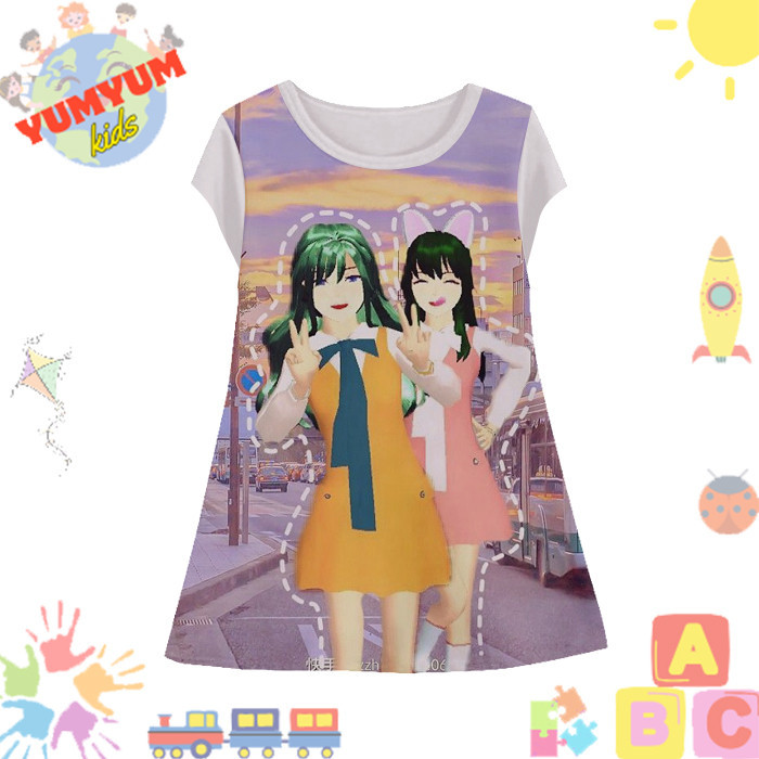 Dress Anak Perempuan Sakura School Simulator v1 Tunik Anak Wanita Permainan Game Simulator Sakura Sc