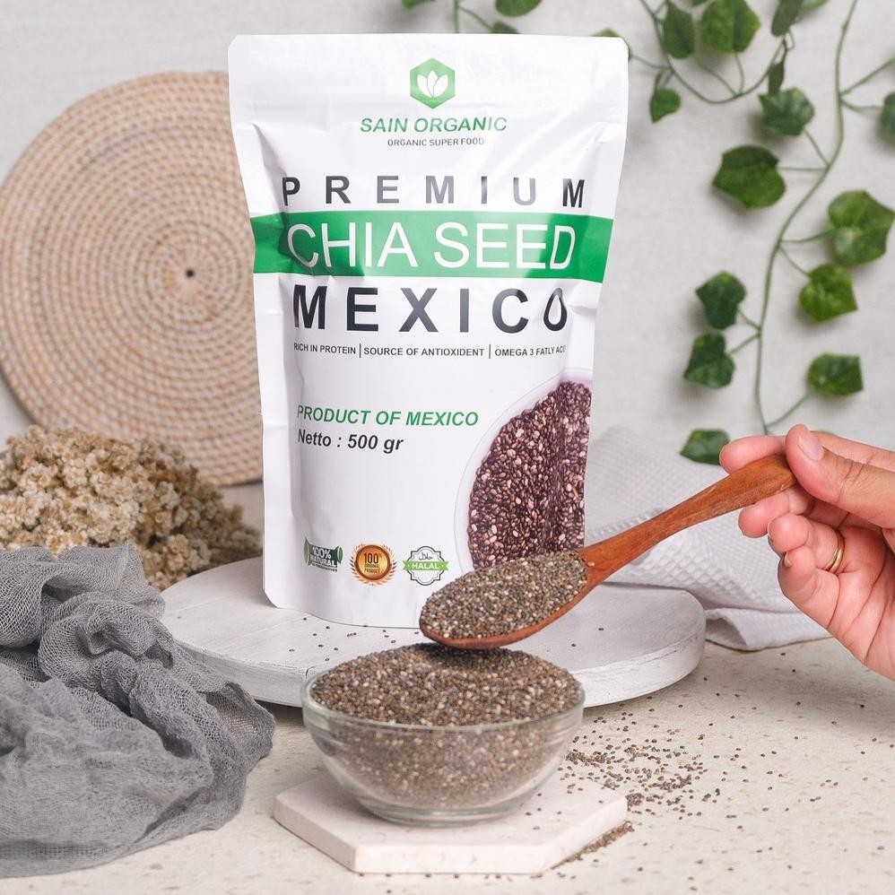 

BN Chia Seed Organic Mexico untuk Diet Freshly Black Cia Seed Organik fresly Biji Chia Seeds TERLARIS