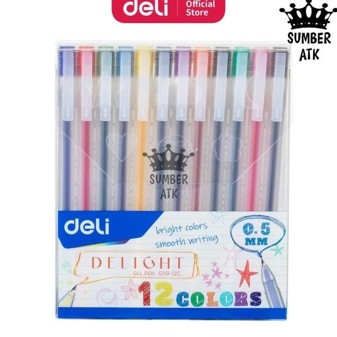 

Deli Gel Pen / Pulpen Gel 0.5 Mm 12 Warna Penulisan Halus Eg119-12C