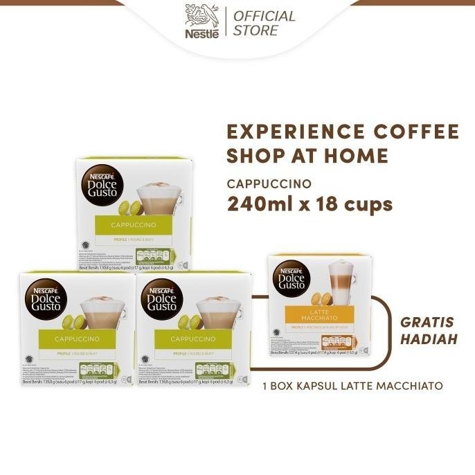 

Nescaf Dolce Gusto Cappuccino 3 Box (36 Kapsul = 18 Gelas)