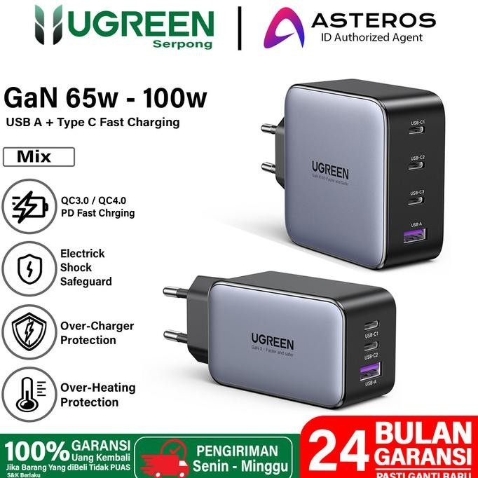 UGREEN Adaptor Kepala Charger GAN PD Type C FAST Charging 33W 65W 100W