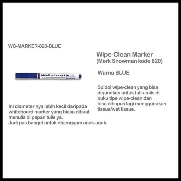 

TERMURAH WIPE-CLEAN MARKER BLUE (MERK SNOWMAN KODE 820) !!!