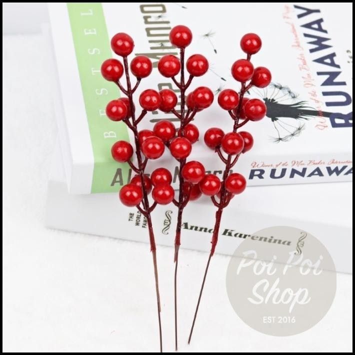 

TERMURAH CHERRY MERAH TANGKAI K. NATAL CHRISTMAS TANGKAI HIASAN HAMPERS PARCEL !!!