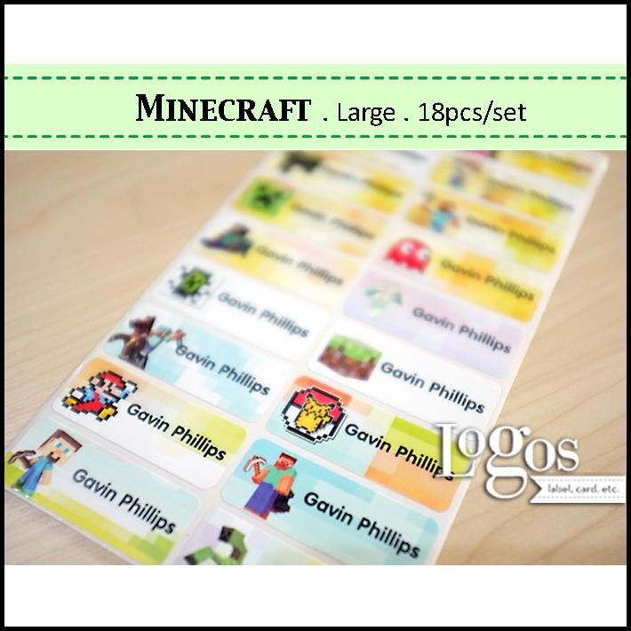 

TERBARU MINECRAFT LARGE. STIKER LABEL NAMA WATERPROOF STIKER NAMA ANAK GAME !!!!