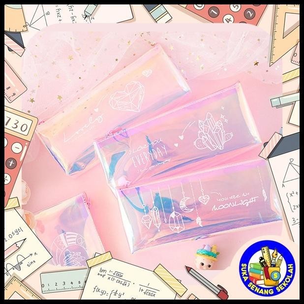

TERBARU KOTAK PENSIL / TEMPAT PENSIL HOLOGRAM TRANSPARAN SK0069 !!