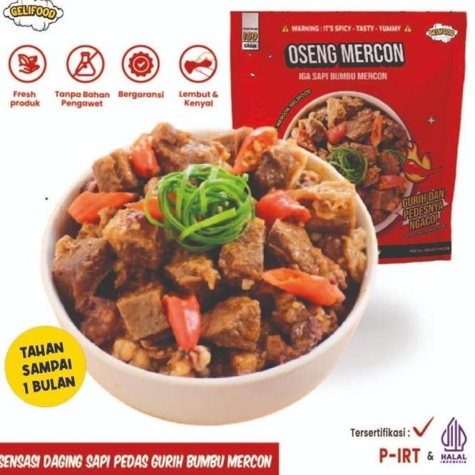 

New Geli Food - Oseng Mercon Iga Sapi Bumbu Mercon Siap Saji 150 Gram Legaza