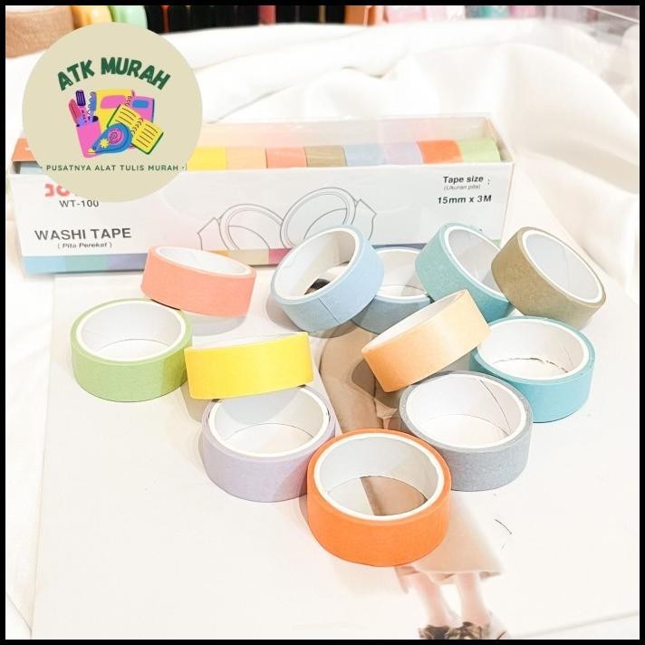 

HOT DEAL WASHI TAPE JOYKO ISI 12 + BOX WT100 WARNA WARNI PASTEL EARTH TONE COLO !