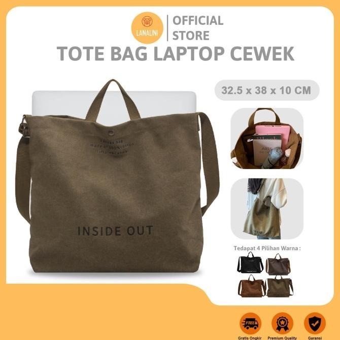 Tas Kerja Tote Bag Canvas Selempang Laptop Asus Up to 16 Inch Wanita