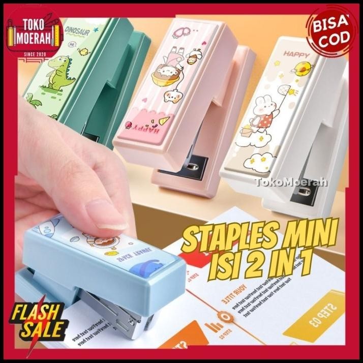 

TERBARU PAKET STAPLES MINI 2 IN 1 HUACHI + ISI STAPLER KECIL KARAKTER LUCU COD !