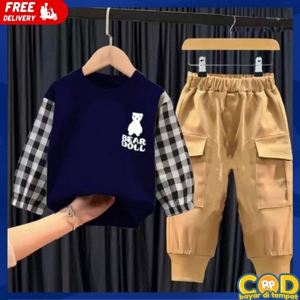 Satu Set Baju Model Terbaru 2024 Baju 1 Set Kaos Katok Bocah Import Stelan Anaj 1-8 Tahun Det Rompi 