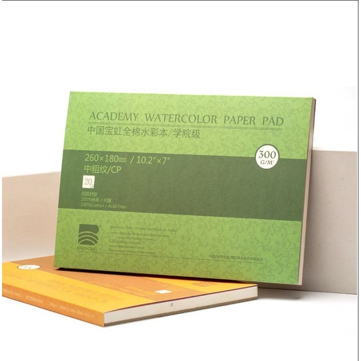 

Baohong Academy Watercolor Pad 260X180Mm - 300Gsm - 100% Cotton