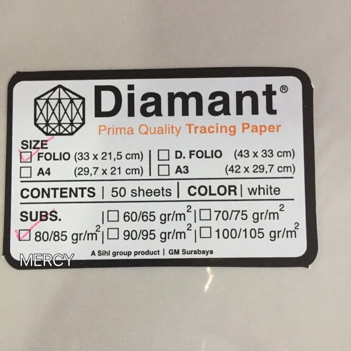 

Kertas Kalkir Diamant F4 Folio 80/85 Gram