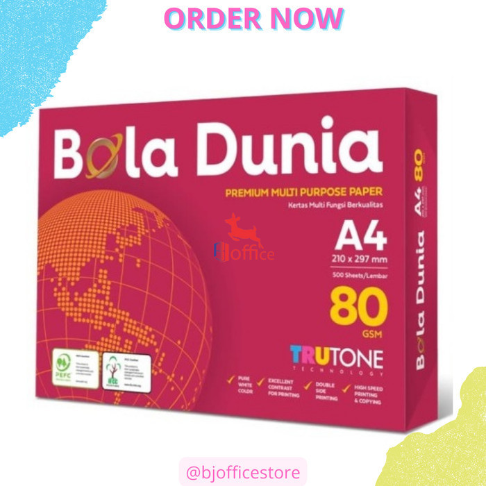 

Bola Dunia Kertas Hvs 80 Gram A4 Per Box Isi 5 Rim