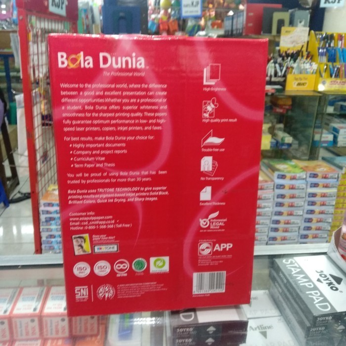 

Kertas A4 80 Gram Bola Dunia Office Paper Print