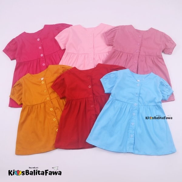 Dress Allysa Uk 1-4 Tahun / Baju Polos Lengan Pendek Anak Perempuan Cewek Kaos Tunik Adem Branded