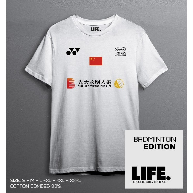 Kaos Badminton China Sunlife Baju Timnas Unisex Jersey Katun Print Dtf