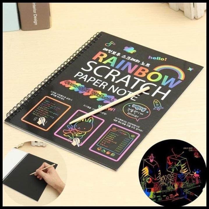 

GRATIS ONGKIR RAINBOW SCRATCH PAPER NOTE MAGIC PAINTING BOOK - BUKU LATIHAN GAMBAR !!!!