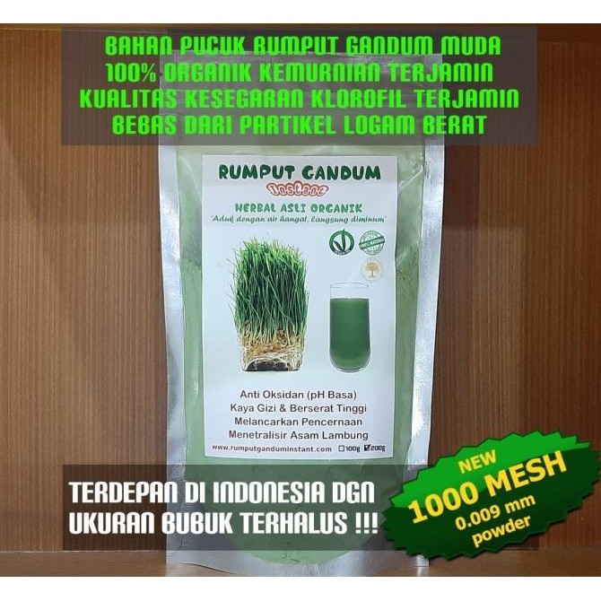 

TERBARU RUMPUT GANDUM INSTANT BUBUK EKSTRAK (WHEATGRASS EXTRACT POWDER) 200G !!!!!