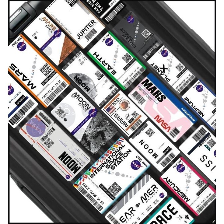 

travel sticker pack / nasa sticker pack / space boardingpass sticker