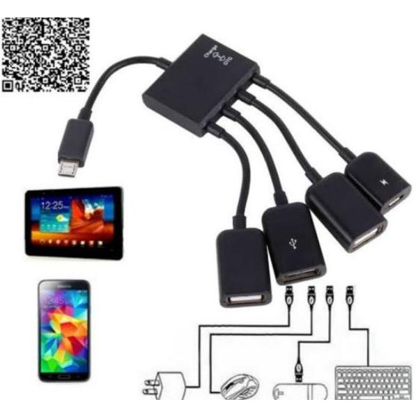 Xon Flashdisk Micro Usb Otg Hub Kabel Cabang 4 In 1 Data Cable Charger Andresus