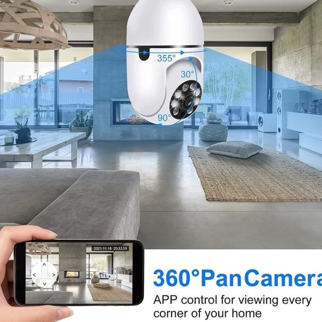 Eyesec Kamera Cctv Lampu Bohlam Ip Camera Cctv Wifi Wireless 3Mp Hd Fagenor